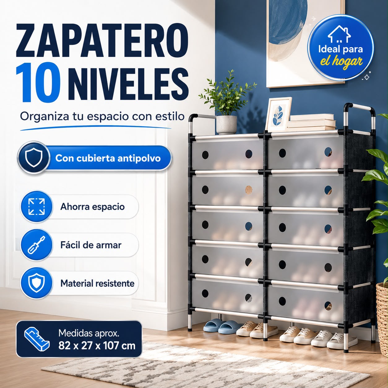 Zapatero 6 Niveles Doble 10 Secciones